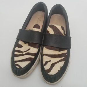 Loeffler Randall | Irini Slip On Leather & Zebra Print Calf Hair Loafers - 10